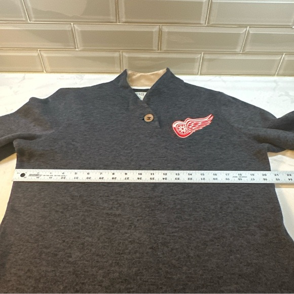 CCM Fleece Womens Grey Detroit Red Wings NHL Hockey Shawl Knit Sweater Large - Picture 11 of 14